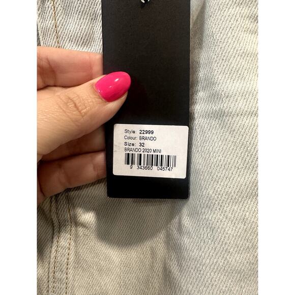 OneTeaspoon BRANDO 2020 MINI HIGH WAIST DENIM SKIRT WHITE - Picture 5 of 9